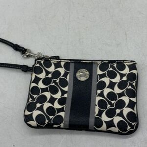 Coach Black and Cream Patterned Wristlet